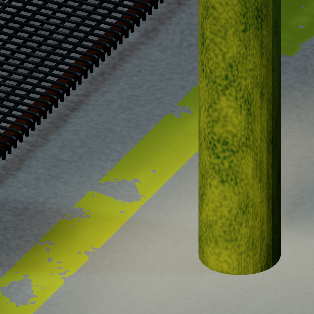 Close of support pillar and painted cement.